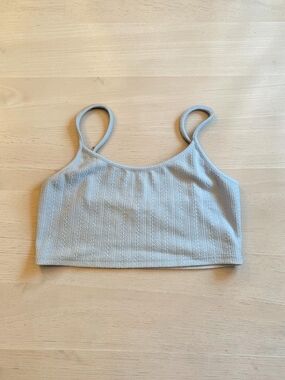 SHEIN Light Blue Textured Ribbed Crop Tank Top XXL